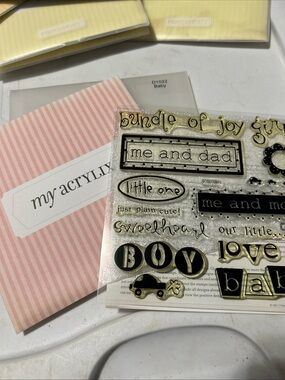 My Acrylix Baby Sentiment Clear Stamp Set - Pink Accents